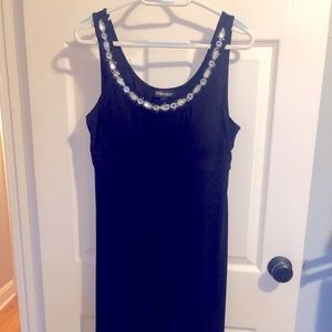 Black dress with jeweled neckline
